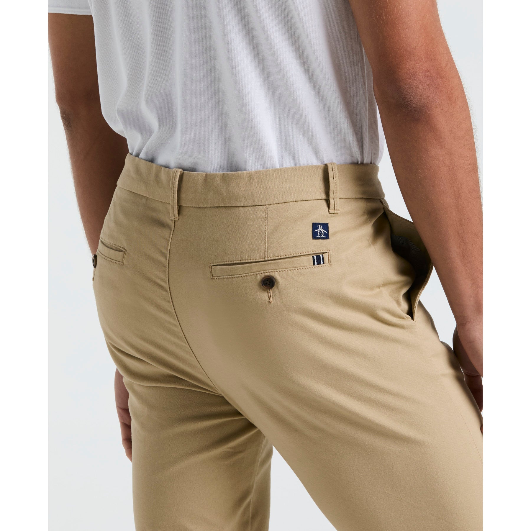 Original Penguin Slim Fit Chinos In Travertine(Flat Front Core Chino Pants Beige Opbb0022gp 254)