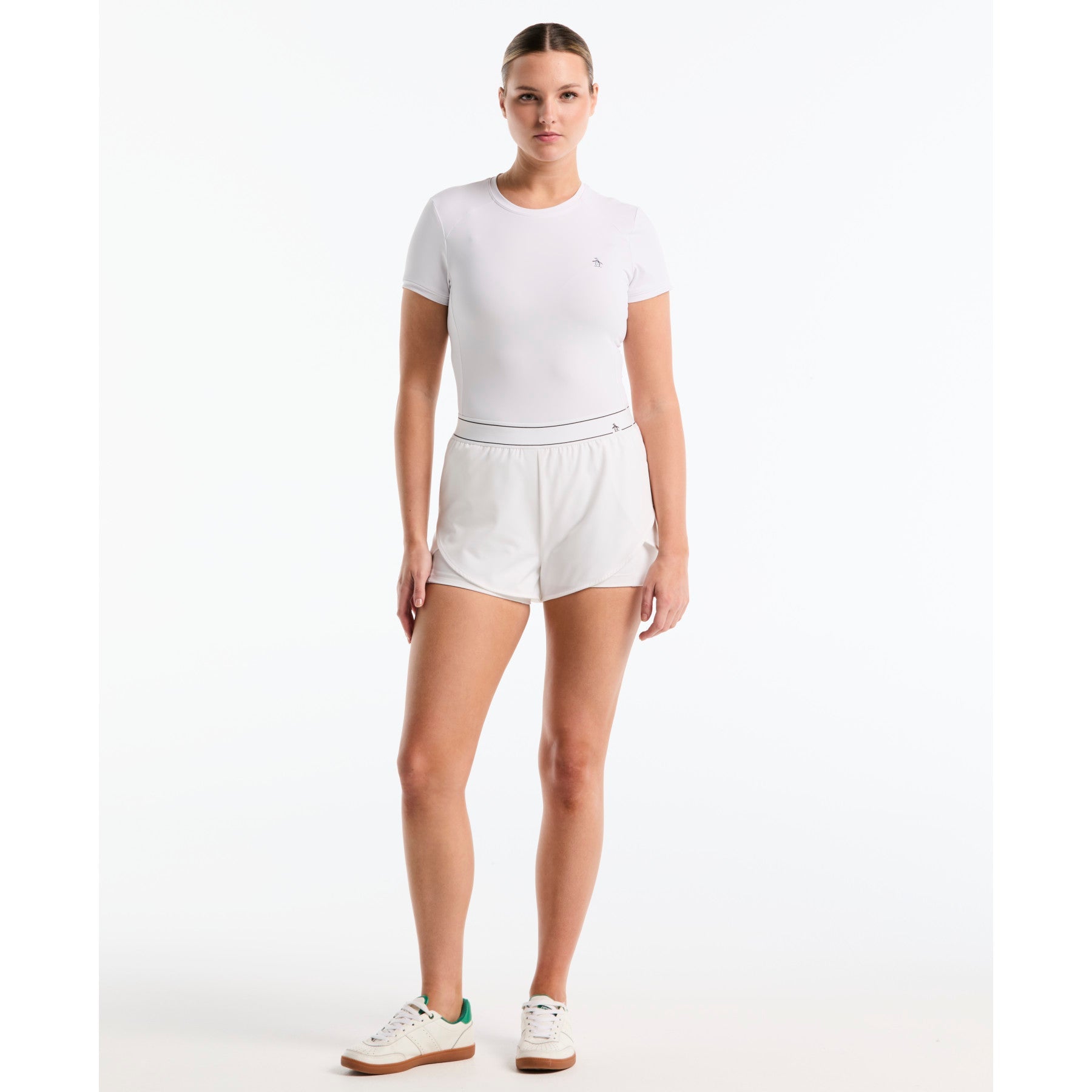 Original Penguin Women's Tennis Short With Striped Pete In Bright White(Womens Tennis Short With Striped Pete White O1bsf012gg 118)
