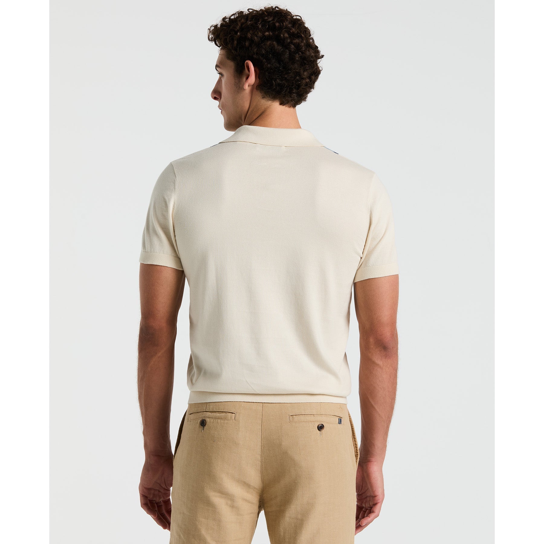 Original Penguin Vertical Stripe Sweater Polo Shirt In Birch(Vertical Stripe Sweater Polo Shirt Beige Opgm2505gp 252)