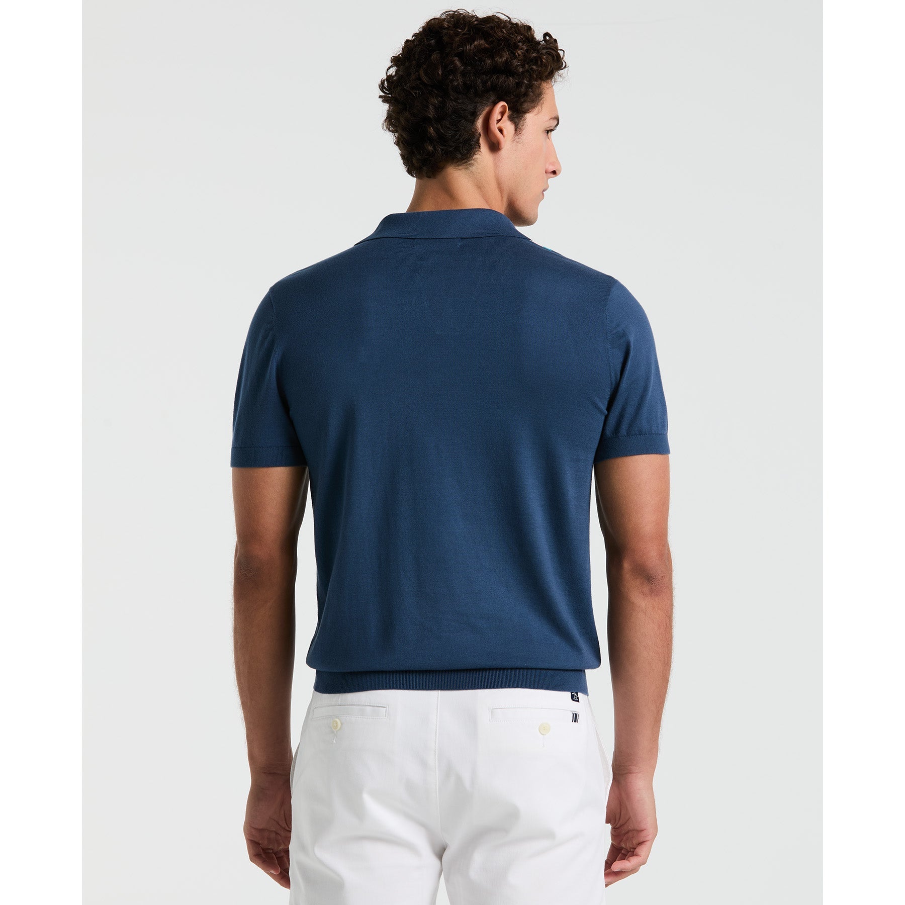 Original Penguin Vertical Stripe Sweater Polo Shirt In Sargasso Sea(Vertical Stripe Sweater Polo Shirt Blue Opgm2505gp 485)