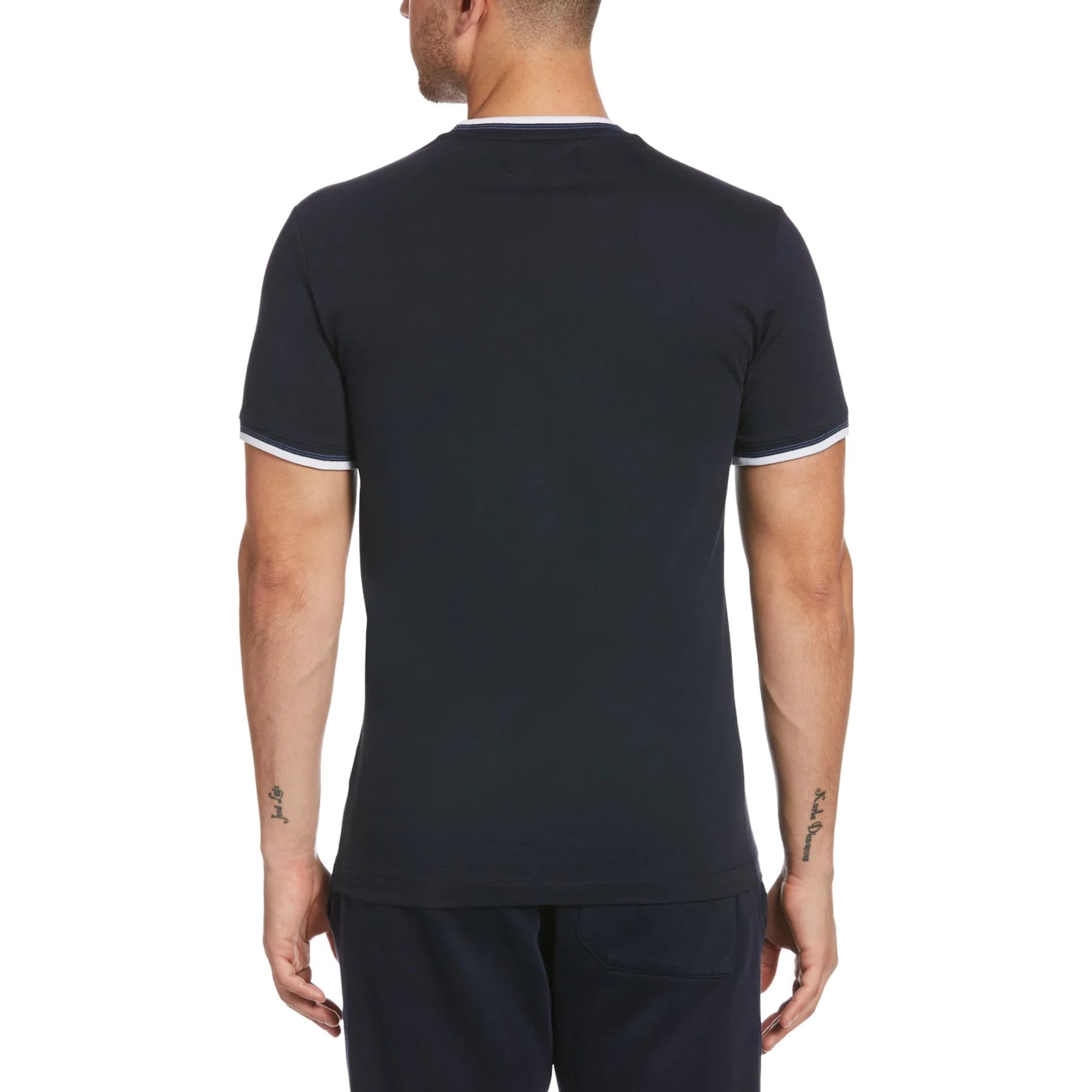 Original Penguin Sticker Pete Tipped Ringer Organic Cotton T-Shirt In Dark Sapphire(Stcker Pete Tipped Ringer Organic Cotton T Shirt Blue Opkb0718gp 413)