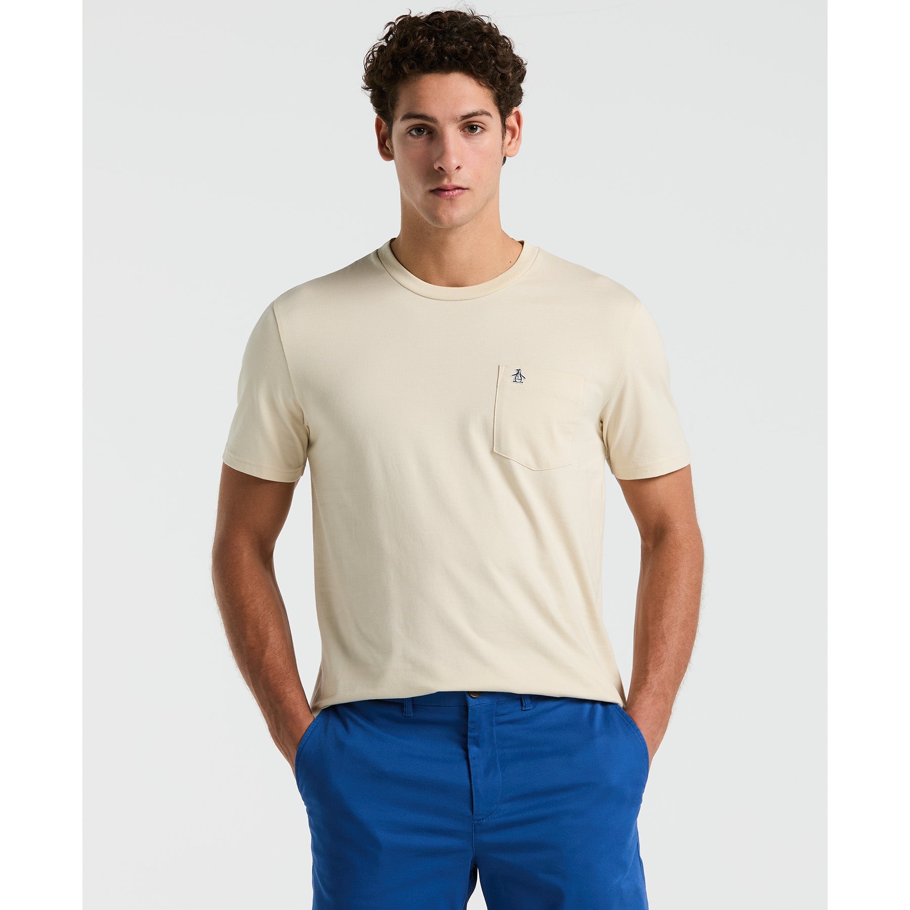 Original Penguin Supima Sticker Pete Pocket T-Shirt In Birch(Supima Sticker Pete Pocket T Shirt Beige Opkb2111gp 252)