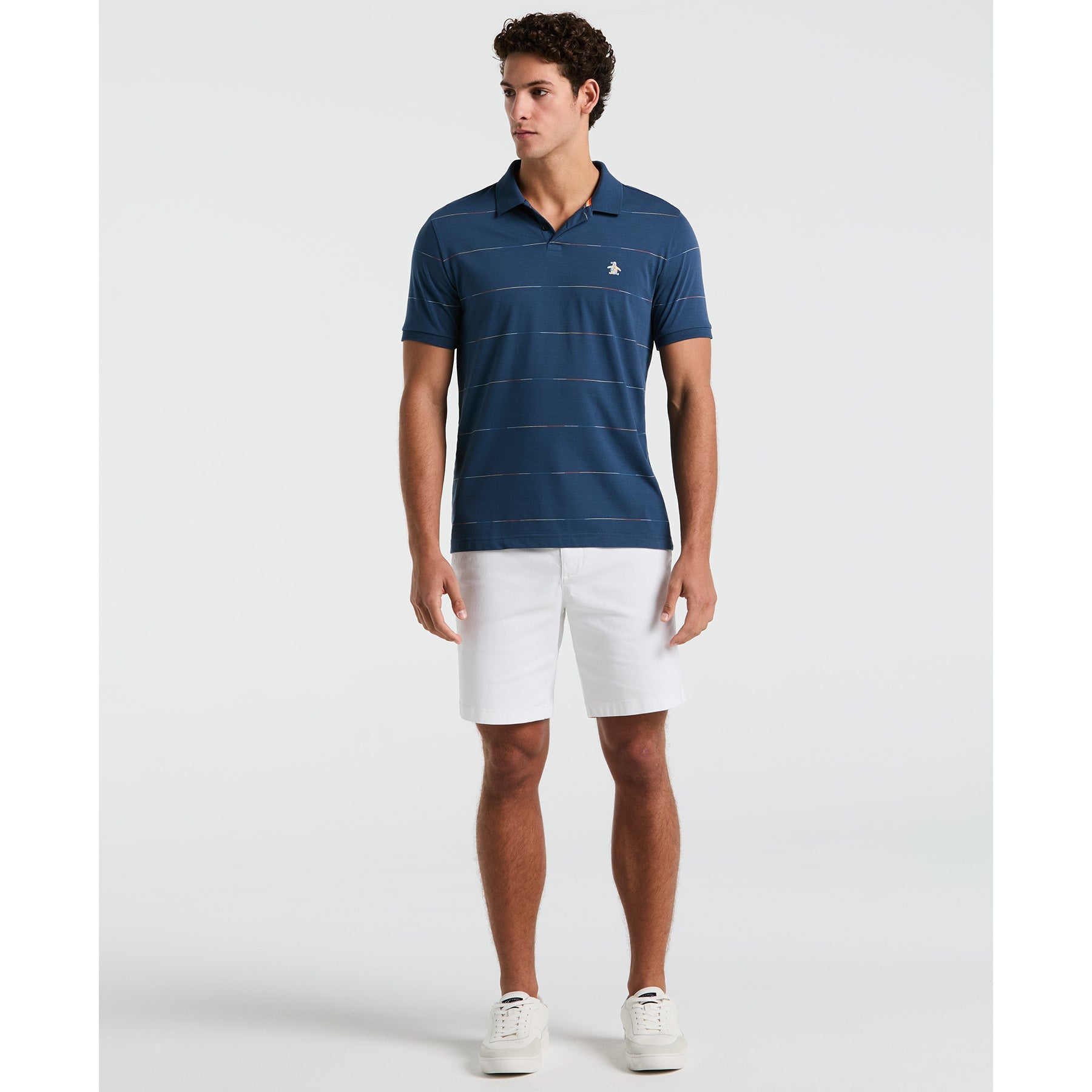 Original Penguin Pride Space Dye Striped Polo Shirt In Sargasso Sea(Space Dye Jersey Stripe Polo Shirt Blue Opkm2418gp 485)