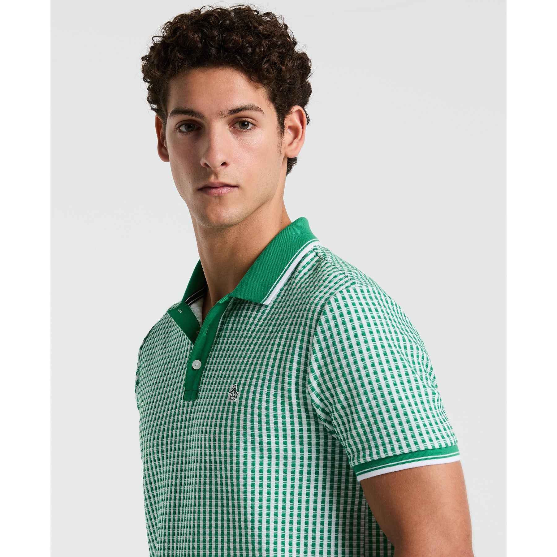 Original Penguin Jaquard Check Polo Shirt In Amazon(Jaquard Check Polo Shirt Green Opkm2517gp 311)