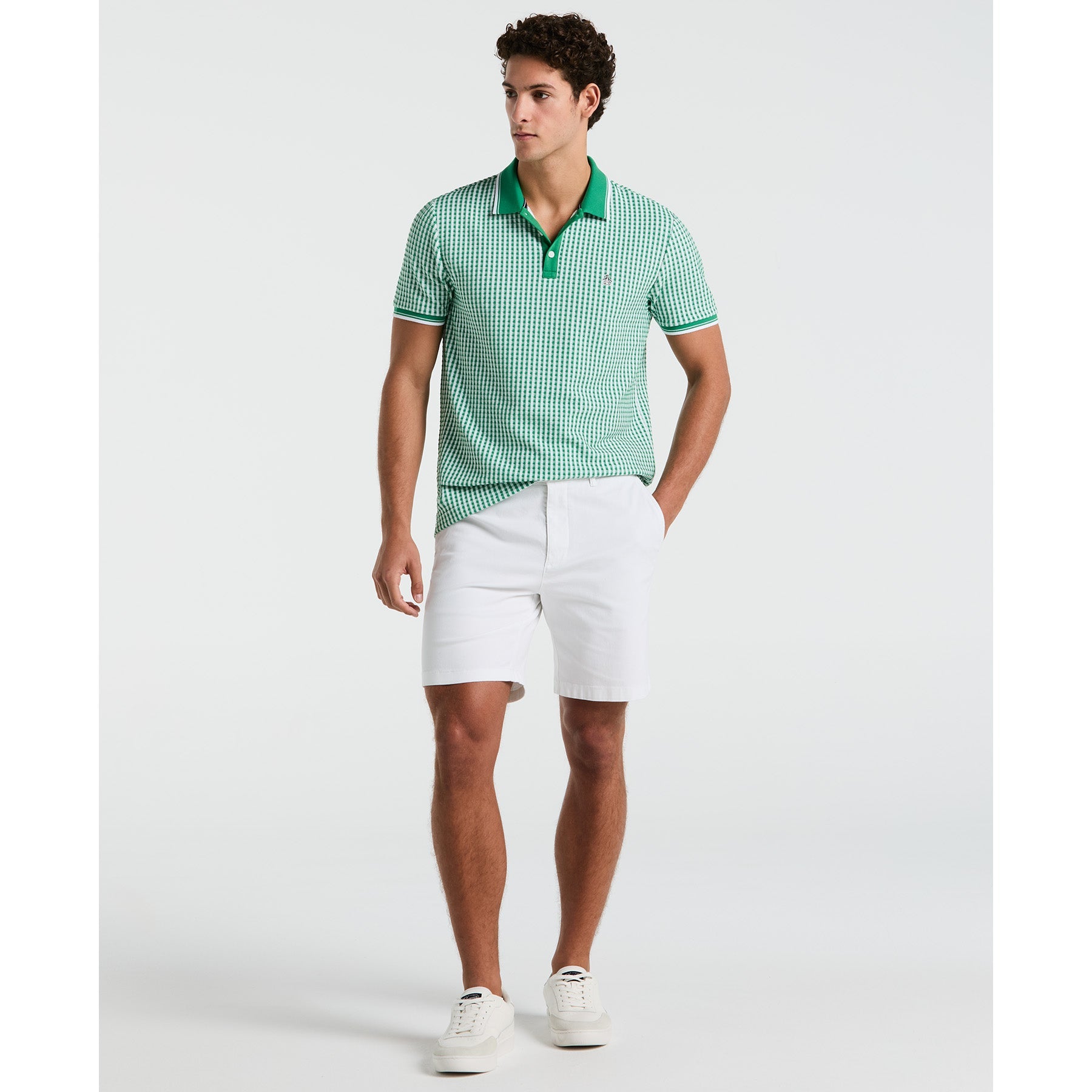 Original Penguin Jaquard Check Polo Shirt In Amazon(Jaquard Check Polo Shirt Green Opkm2517gp 311)