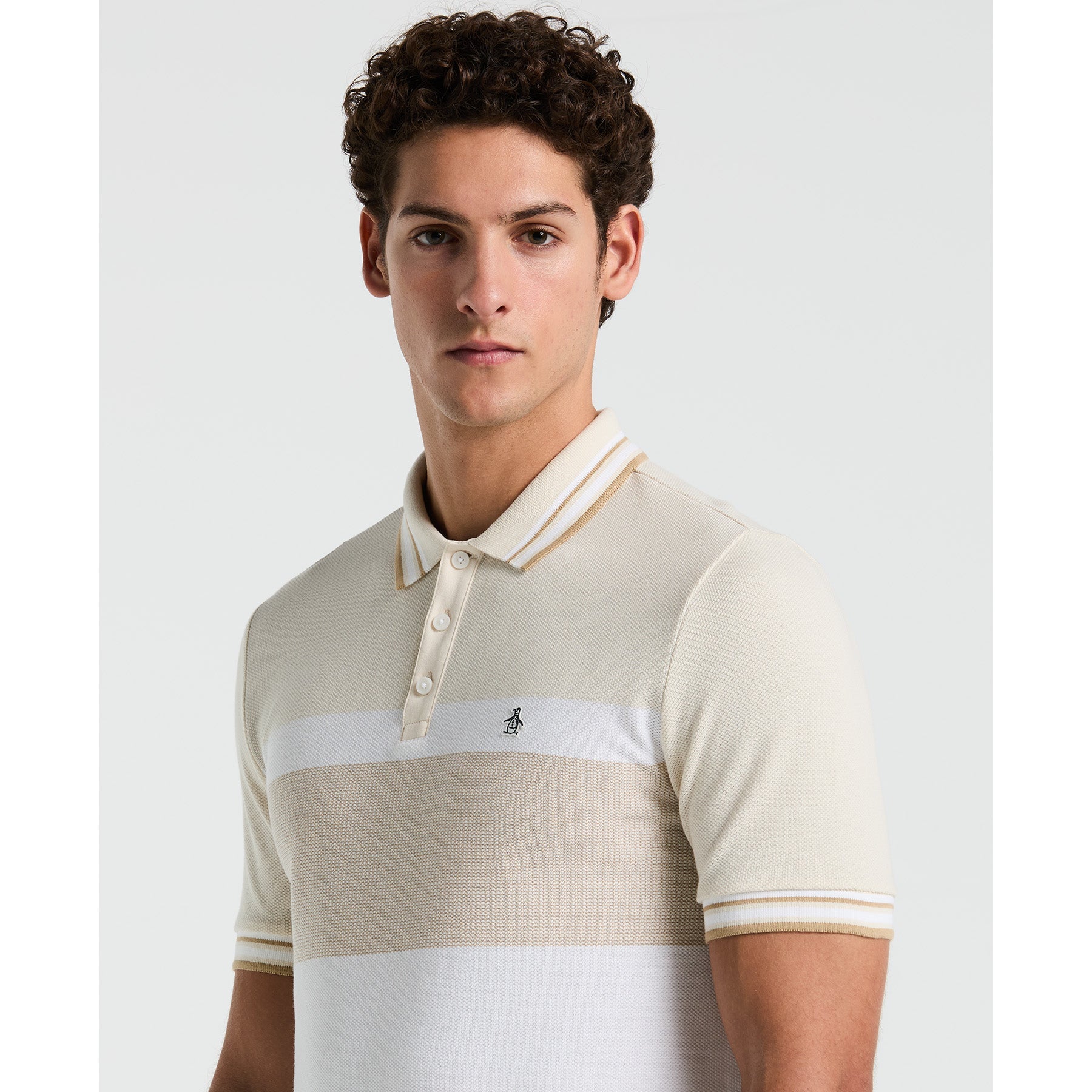 Original Penguin Tri-Colour Polo Shirt In Bright White(Tri Colour Polo Shirt White Opkm2520gp 118)