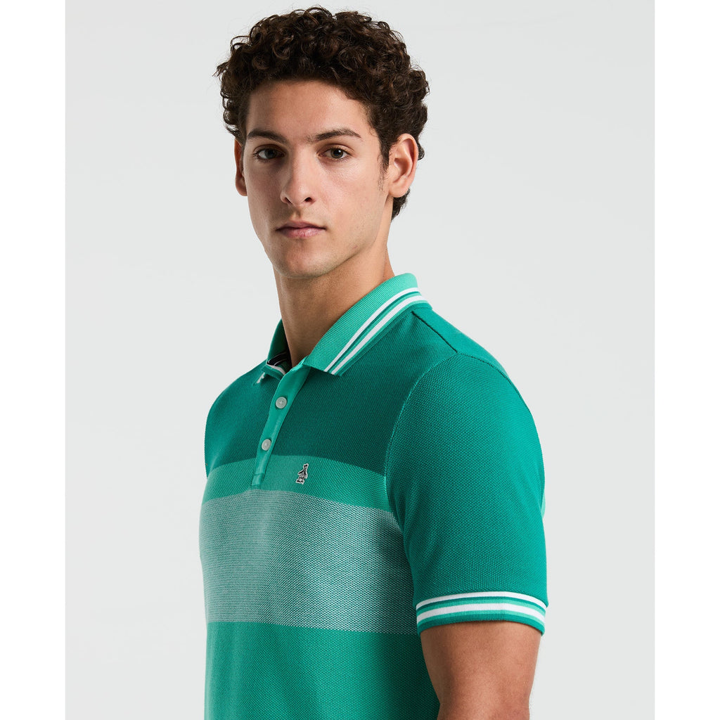Original Penguin Tri-Colour Polo Shirt In Aqua Green(Tri Colour Polo Shirt Green Opkm2520gp 386)