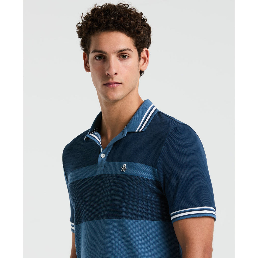 Original Penguin Tri-Colour Polo Shirt In Copen Blue(Tri Colour Polo Shirt Blue Opkm2520gp 443)