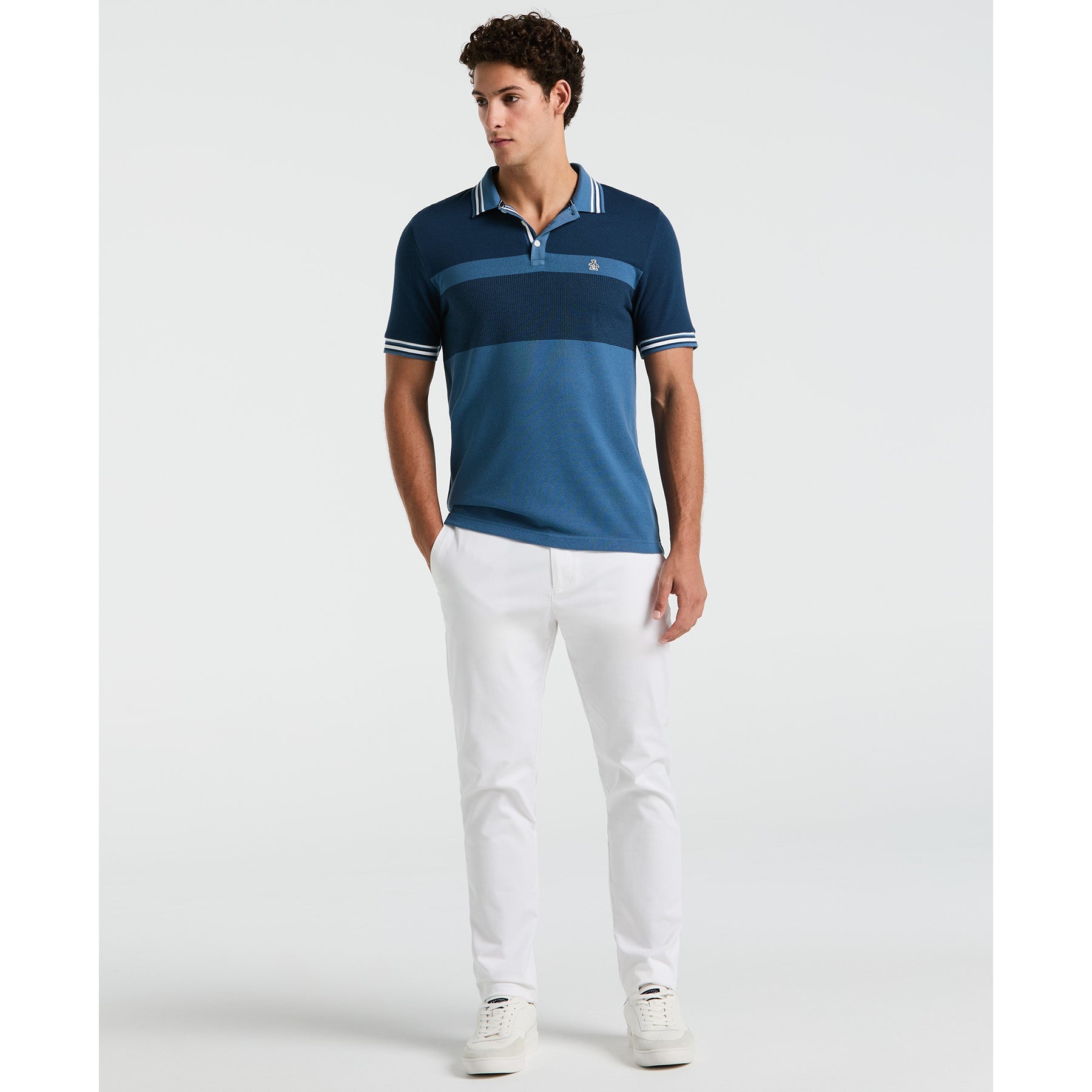 Original Penguin Tri-Colour Polo Shirt In Copen Blue(Tri Colour Polo Shirt Blue Opkm2520gp 443)
