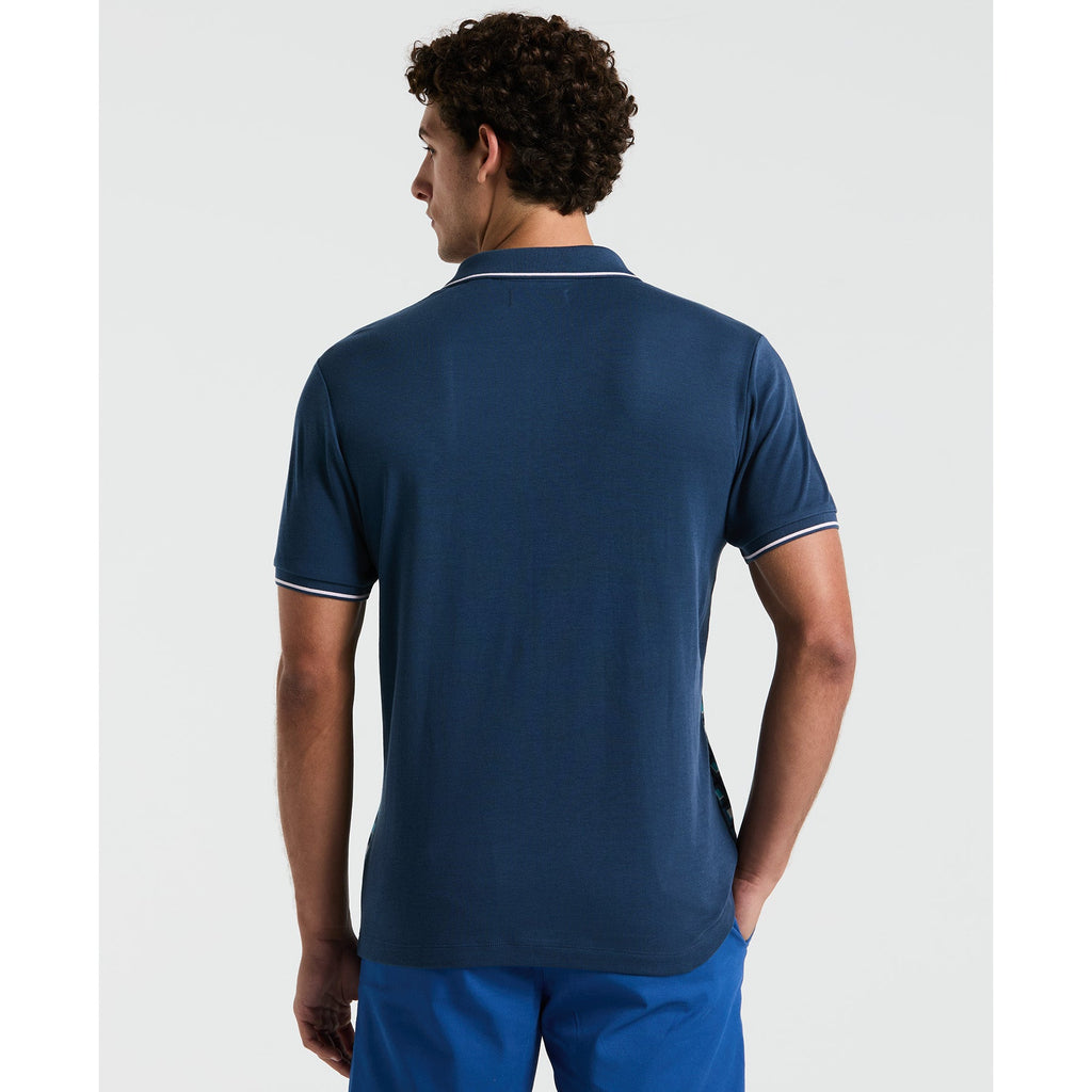 Original Penguin Jaquard Front 1/4 Zip Polo Shirt In Sargasso Sea(Jaquard Front 14 Zip Polo Shirt Blue Opkm2523gp 485)