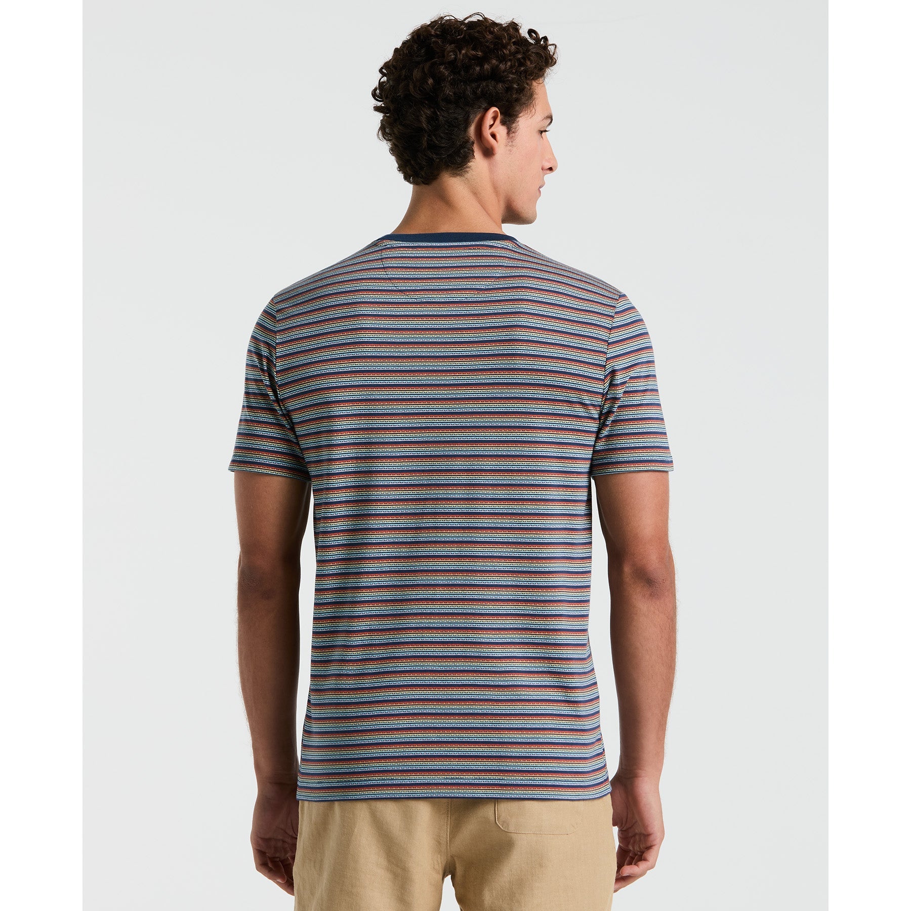 Original Penguin Pride Jaquard Stripe T-Shirt In Sargasso Sea(Pride Jaquard Stripe T Shirt Blue Opkm2529gp 485)