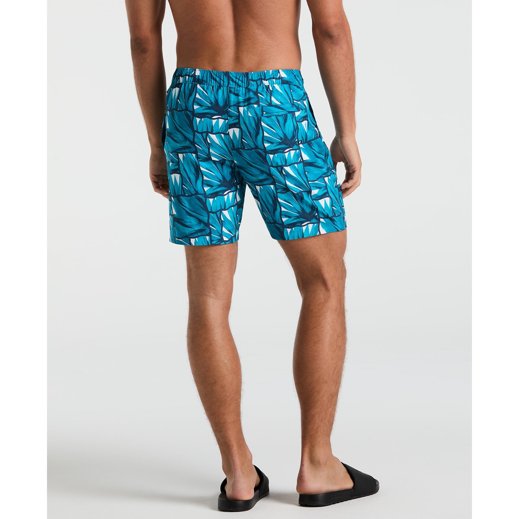 Original Penguin 7" Agave Tile Print Swim Shorts In Exotic Plume(7 Agave Tile Print Swim Shorts Blue Opsm2506gp 495)
