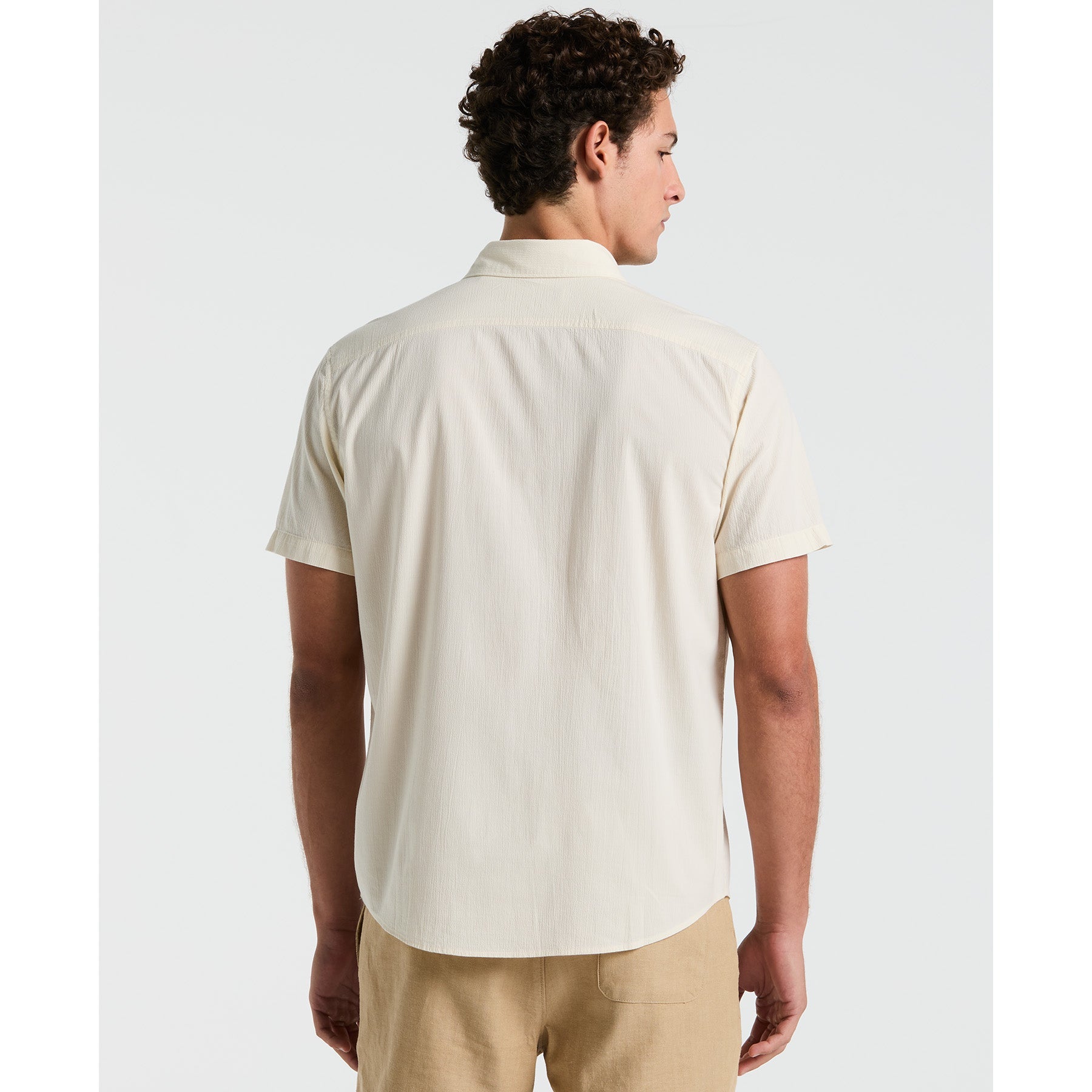 Original Penguin Seersucker Short Sleeve Shirt In Birch(Seersucker Short Sleeve Shirt Beige Opwm2409gp 252)