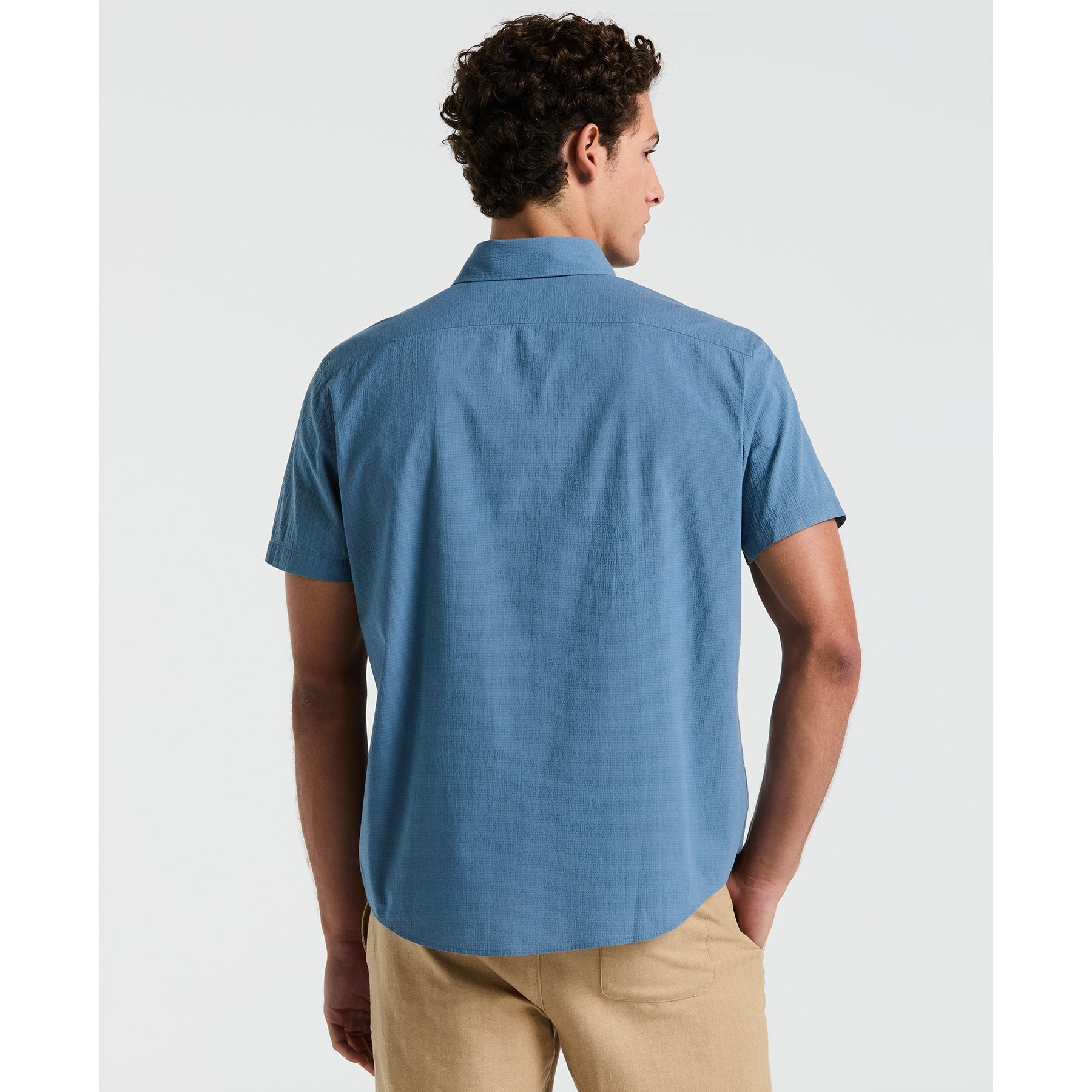 Original Penguin Seersucker Short Sleeve Shirt In Copen Blue(Seersucker Short Sleeve Shirt Blue Opwm2409gp 443)