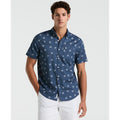 Original Penguin Agave Print Short Sleeve Shirt In Sargasso Sea(Agave Print Short Sleeve Shirt Blue Opwm2517gp 485)