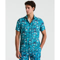 Original Penguin Agave Tile Print Short Sleeve Shirt In Exotic Plume(Agave Tile Print Short Sleeve Shirt Blue Opwm2518gp 495)