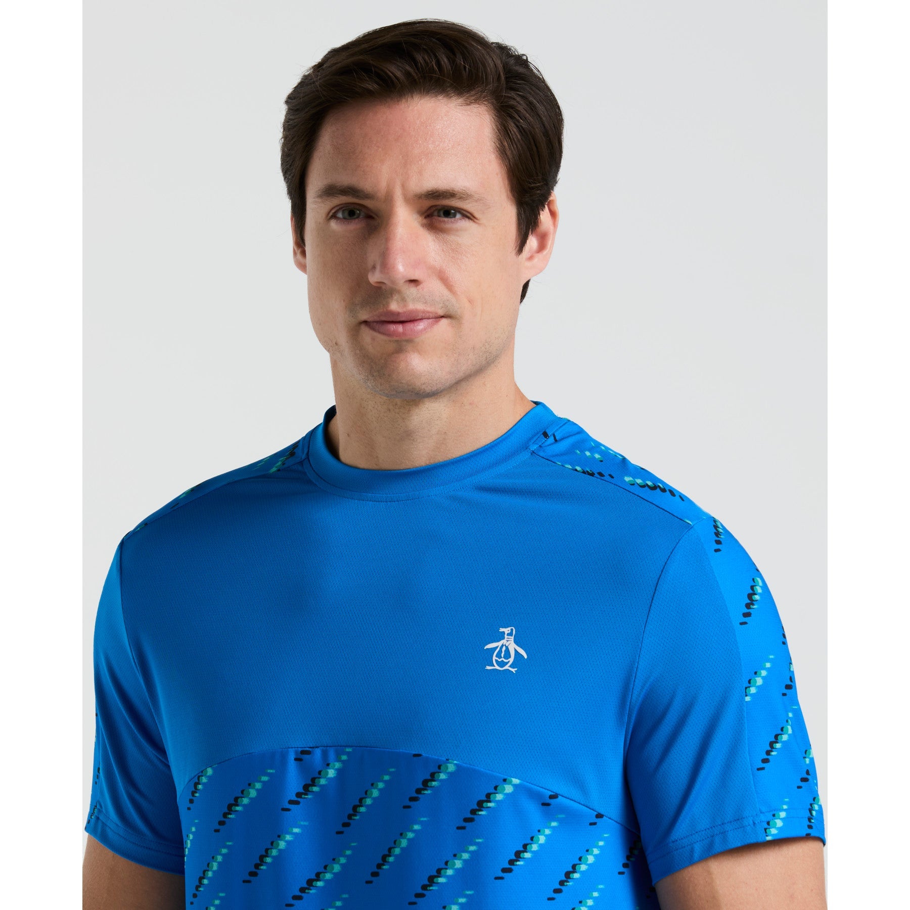 Original Penguin Performance Tennis Ball Block T-Shirt In Electric Blue Lemonade(Performance Tennis Ball Block T Shirt Blue O1ksf000gg 430)