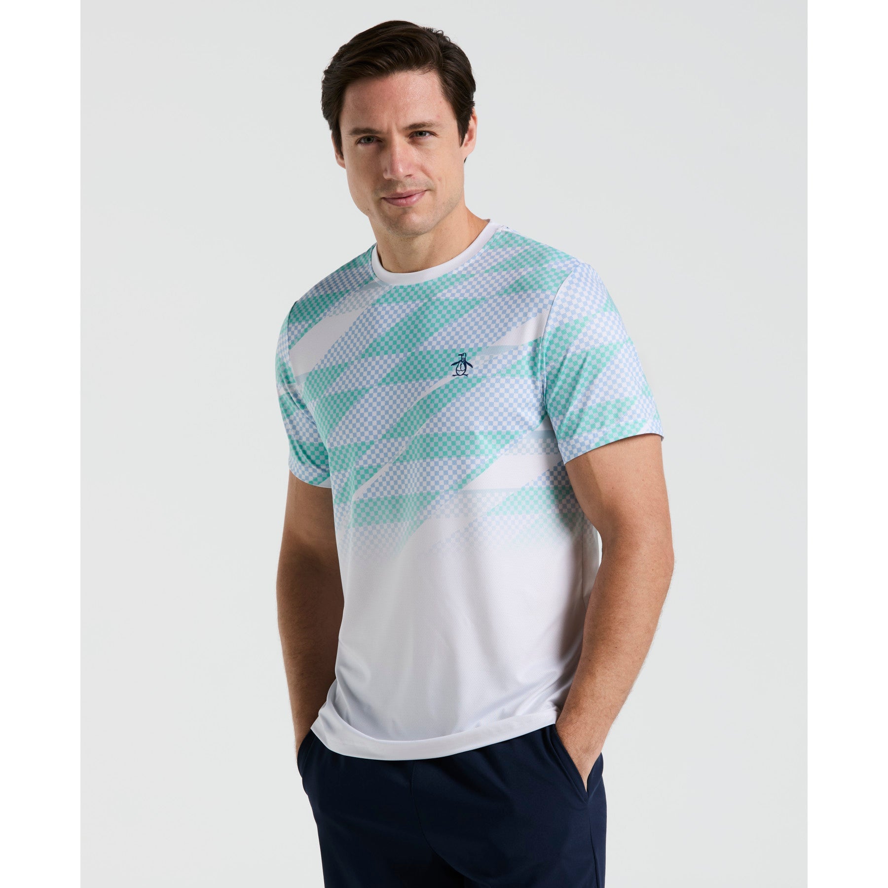Original Penguin Performance Ombre Tennis Court T-Shirt In Bright White(Performance Ombre Tennis Court T Shirt White O1ksf014gg 118)