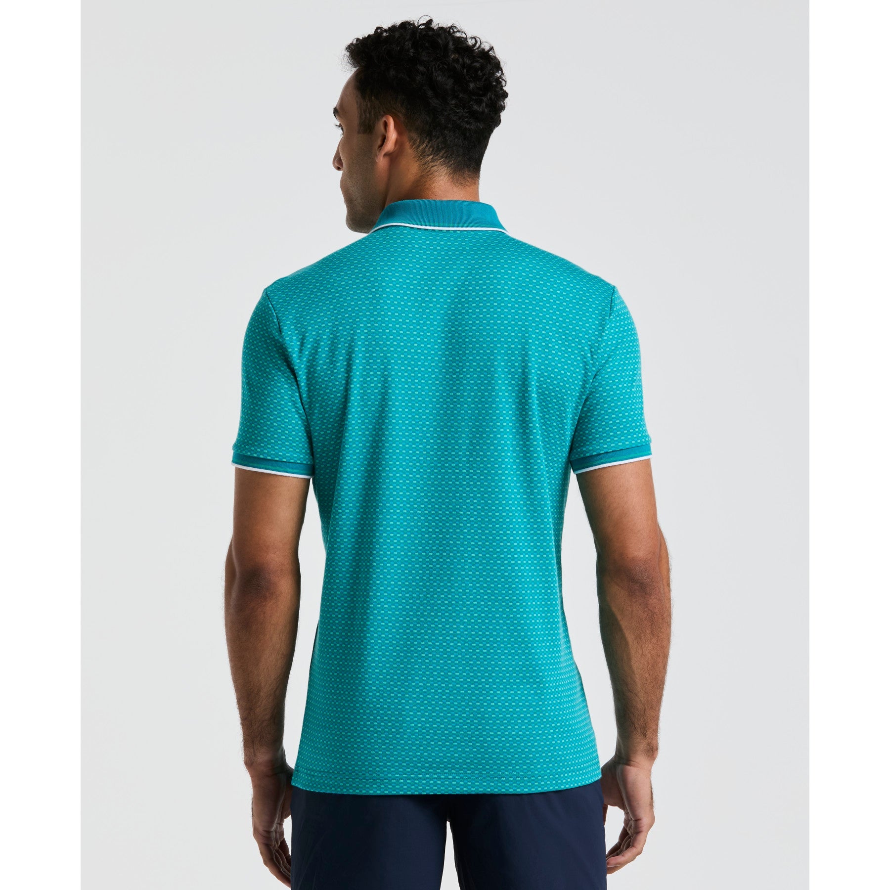 Original Penguin Allover Mini Jaquard Polo Shirt In Exotic Plume(Allover Mini Jaquard Polo Shirt Blue Opkm2522gp 495)