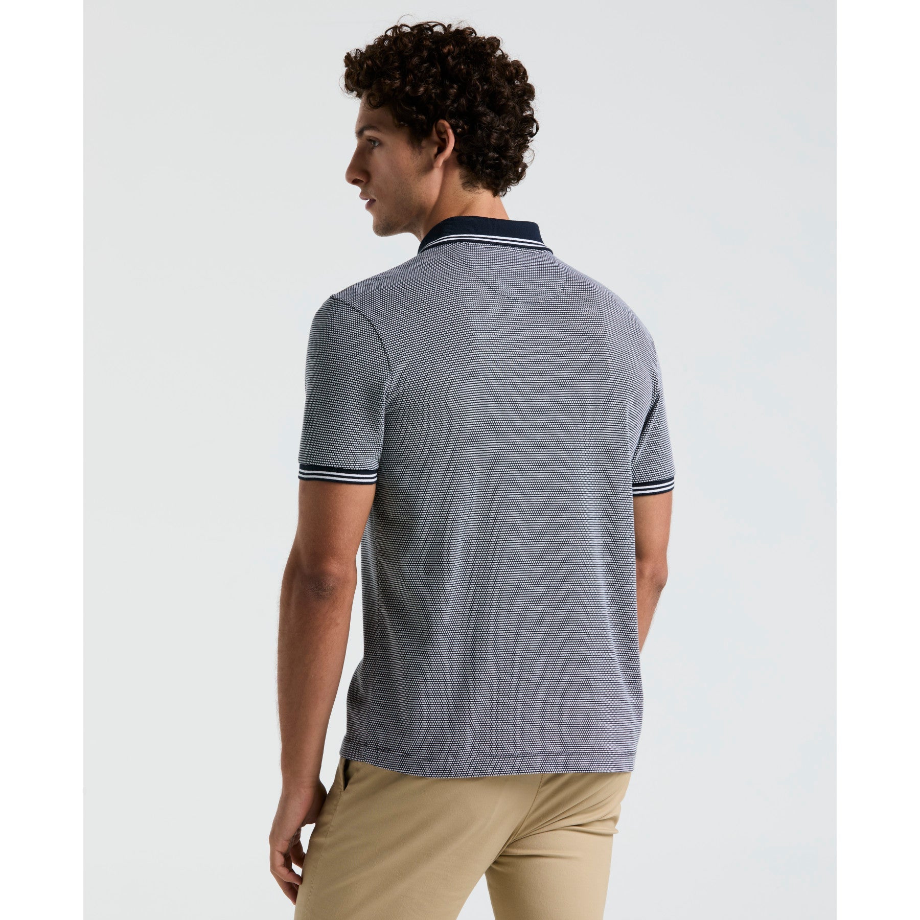 Original Penguin Jacquard Tipped 1/4 Zip Polo Shirt In Dark Sapphire(Jacquard Tipped 14 Zip Polo Blue Opks2530gp 413)