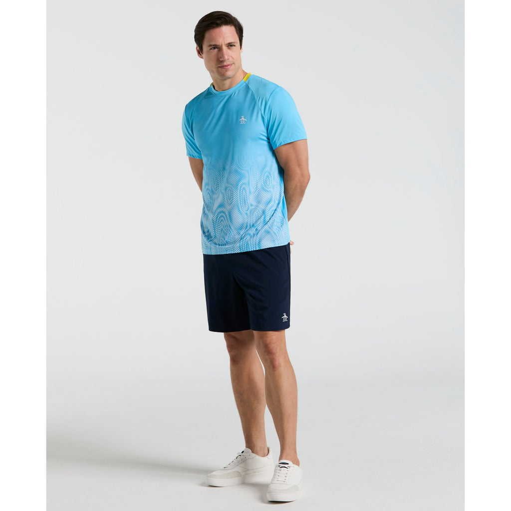Original Penguin Performance Ventilated Ombre Tennis T-Shirt In Blue Grotto(Performance Ventilated Ombre Tennis T Shirt Blue O1ksf017gg 457)