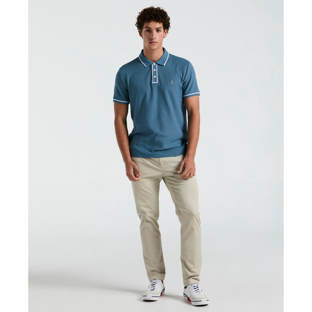Original Penguin Icons Bentley Mesh Polo Shirt In Copen Blue(Organic Cotton Bentley Mesh Short Sleeve Polo Shirt Blue Opkm3500gp 443)