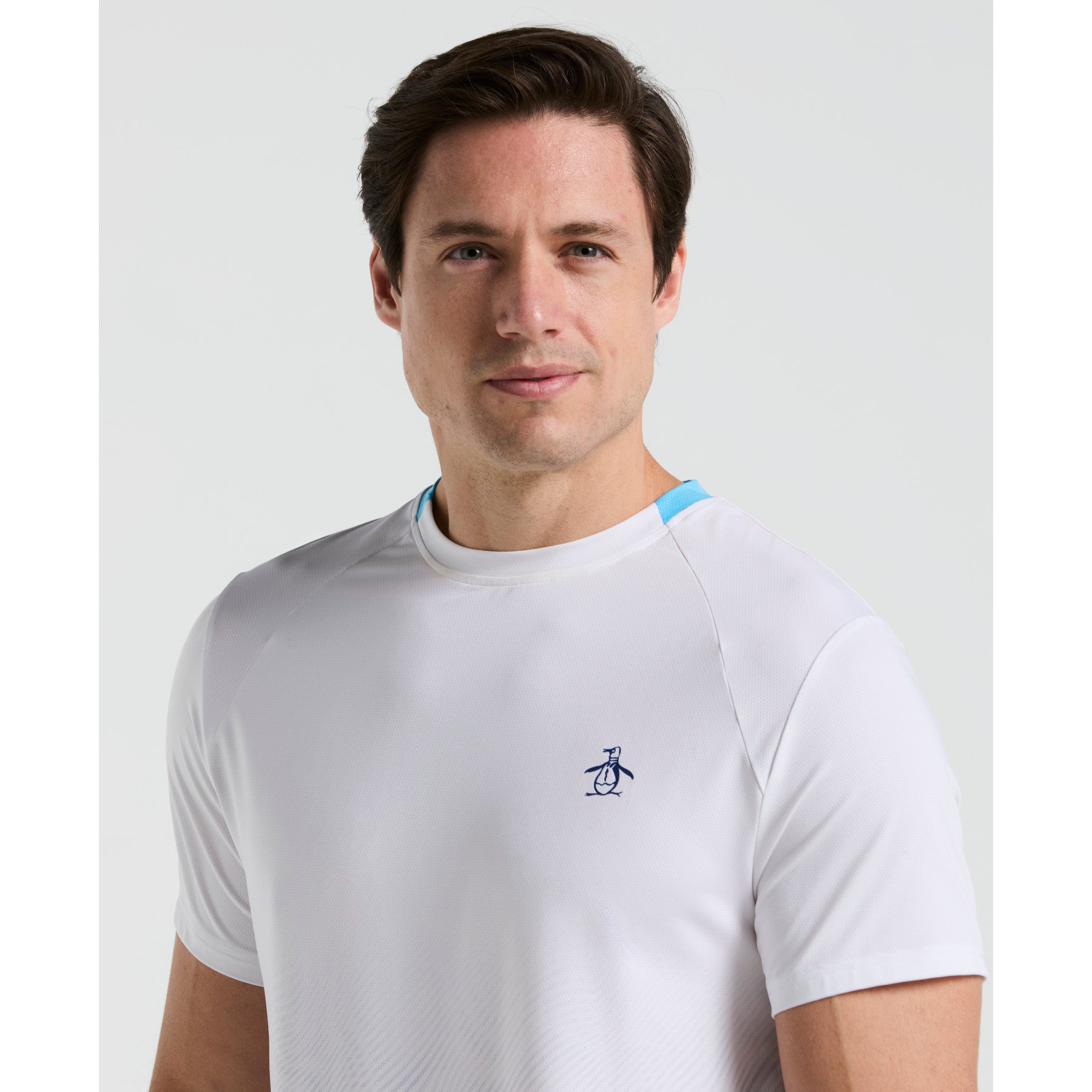 Original Penguin Performance Ventilated Ombre Tennis T-Shirt In Bright White(Performance Ventilated Ombre Tennis T Shirt White O1ksf017gg 118)