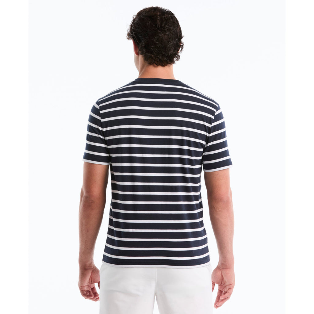 Original Penguin Breton Striped T-Shirt In Dark Sapphire(Sticker Pete Breton T Shirt Blue Opks3720gp 413)