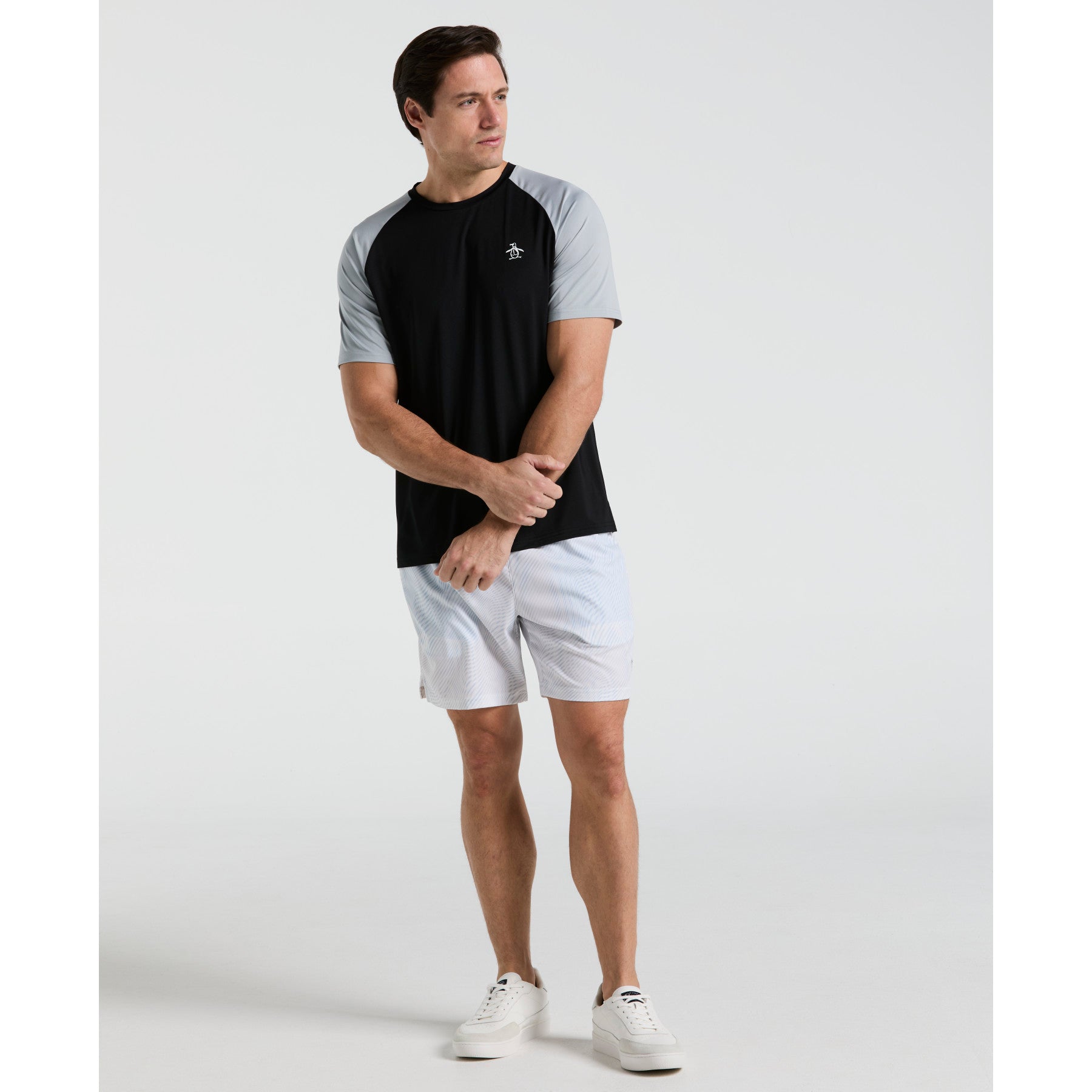 Original Penguin Blocked Performance Tennis T-Shirt In Caviar(Blocked Performance Tennis T Shirt Black O1ksf015gg 001)