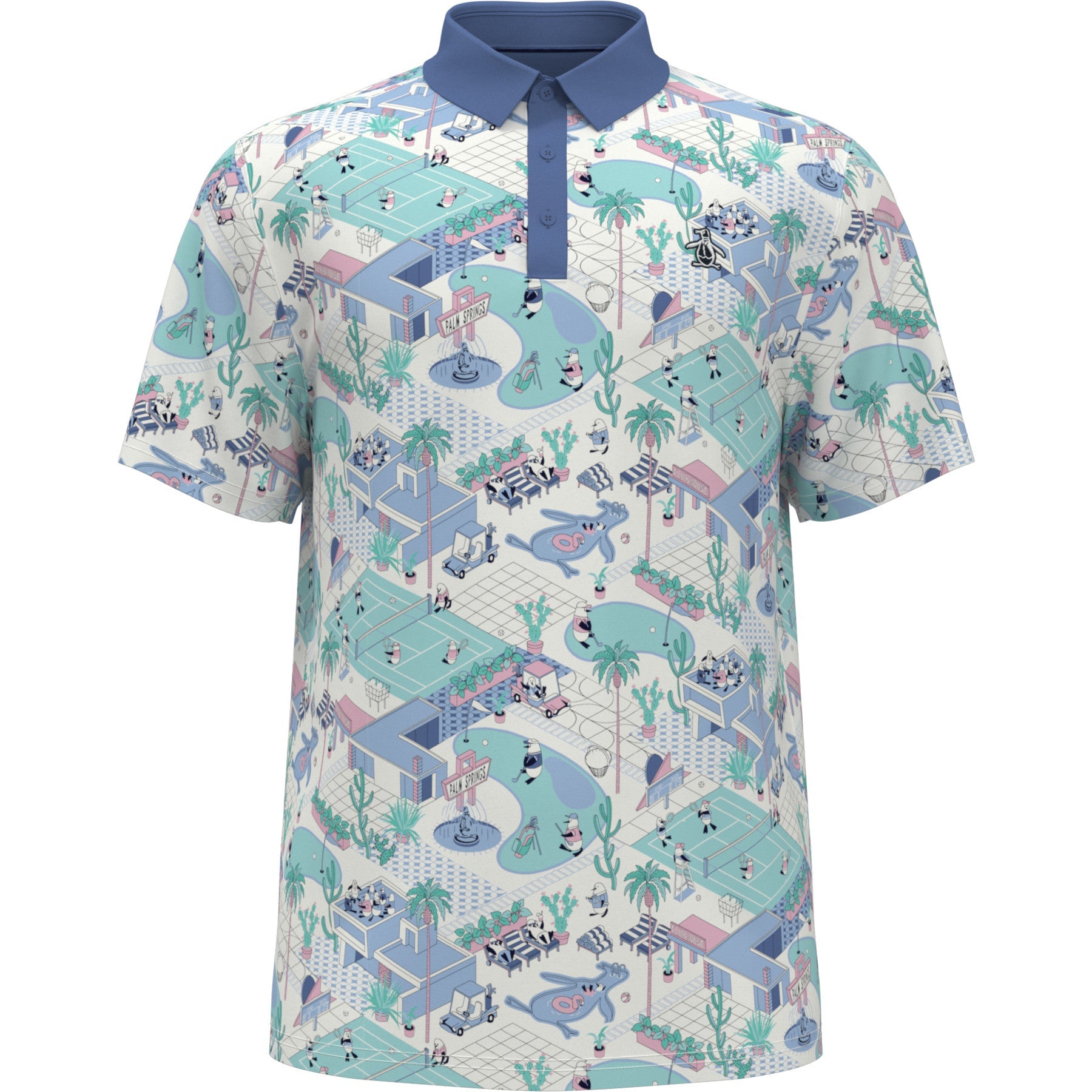 Original Penguin Palm Springs Print Golf Polo Shirt In Bright White(Palm Springs Print Golf Polo White Ogksf013gg 118)