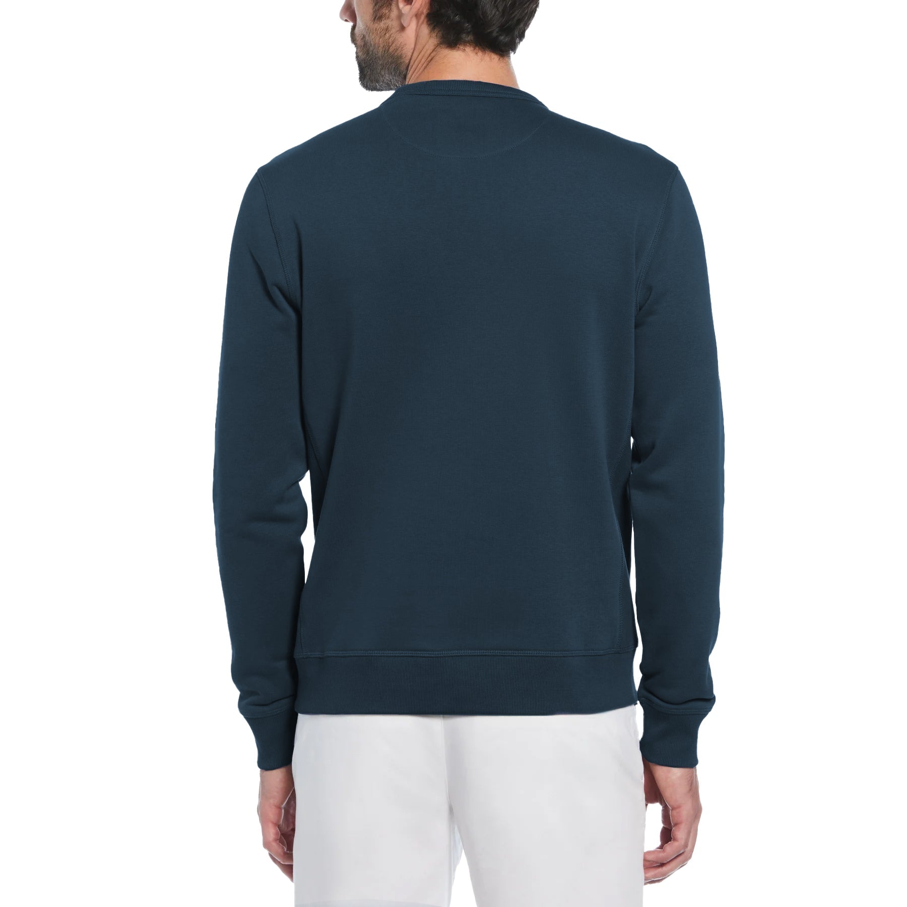 Original Penguin Sticker Pete Fleece Crew Neck Sweatshirt In Blue Wing Teal(Sticker Pete Fleece Crew Neck Sweatshirt Blue Opks5712gp 415)