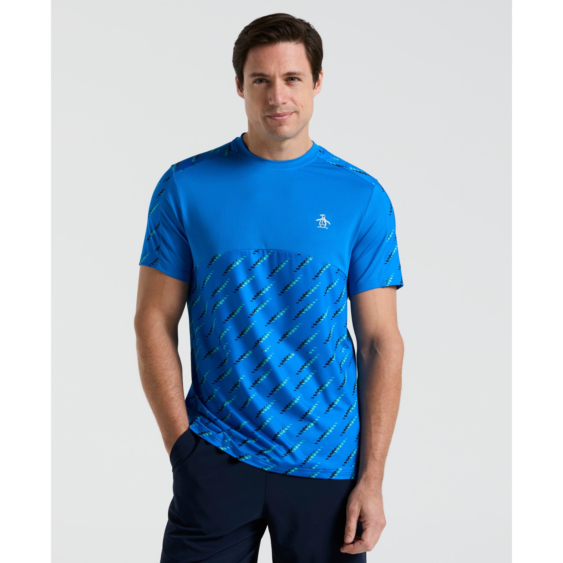 Original Penguin Performance Tennis Ball Block T-Shirt In Electric Blue Lemonade(Performance Tennis Ball Block T Shirt Blue O1ksf000gg 430)