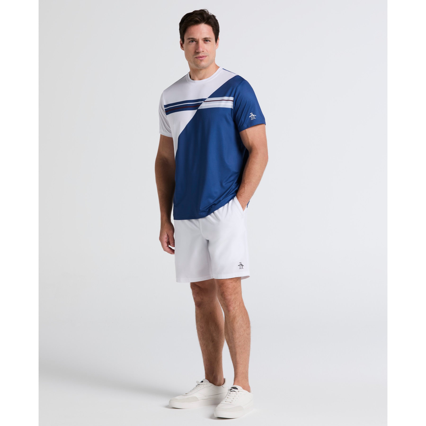 Original Penguin Colourblock Performance Tennis T-Shirt In True Navy(Colourblock Performance Tennis T Shirt Blue O1kff004gg 416)
